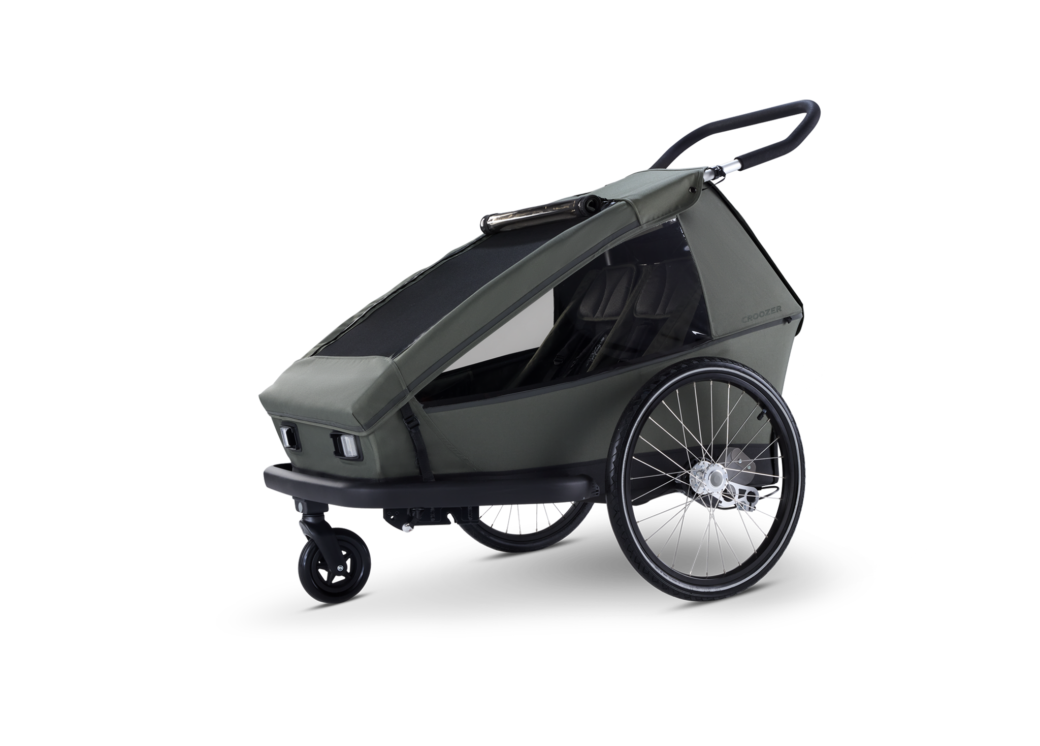 Croozer Ellma – Zweisitzer Fahrradanhänger & Kinderwagen, Moss Green – Ansicht 2