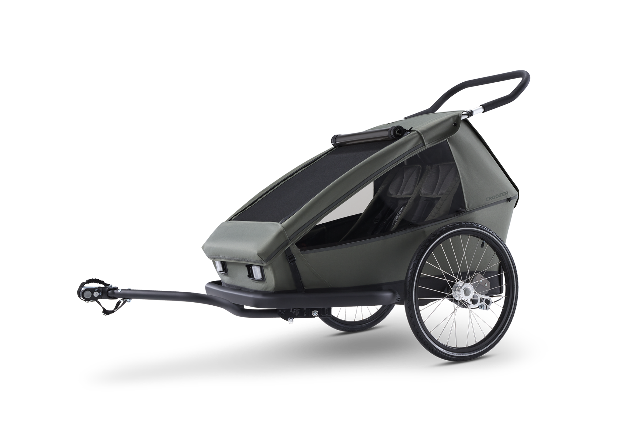 Croozer Ellma – Zweisitzer Fahrradanhänger & Kinderwagen, Moss Green