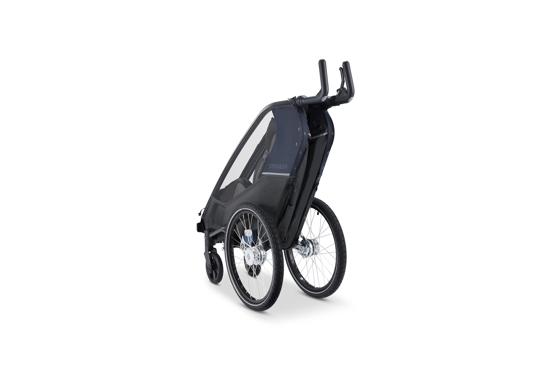 Croozer Lykke – Faltbarer Zweisitzer (Fahrradanhänger & Kinderwagen), Blueberry Blue – Ansicht 2