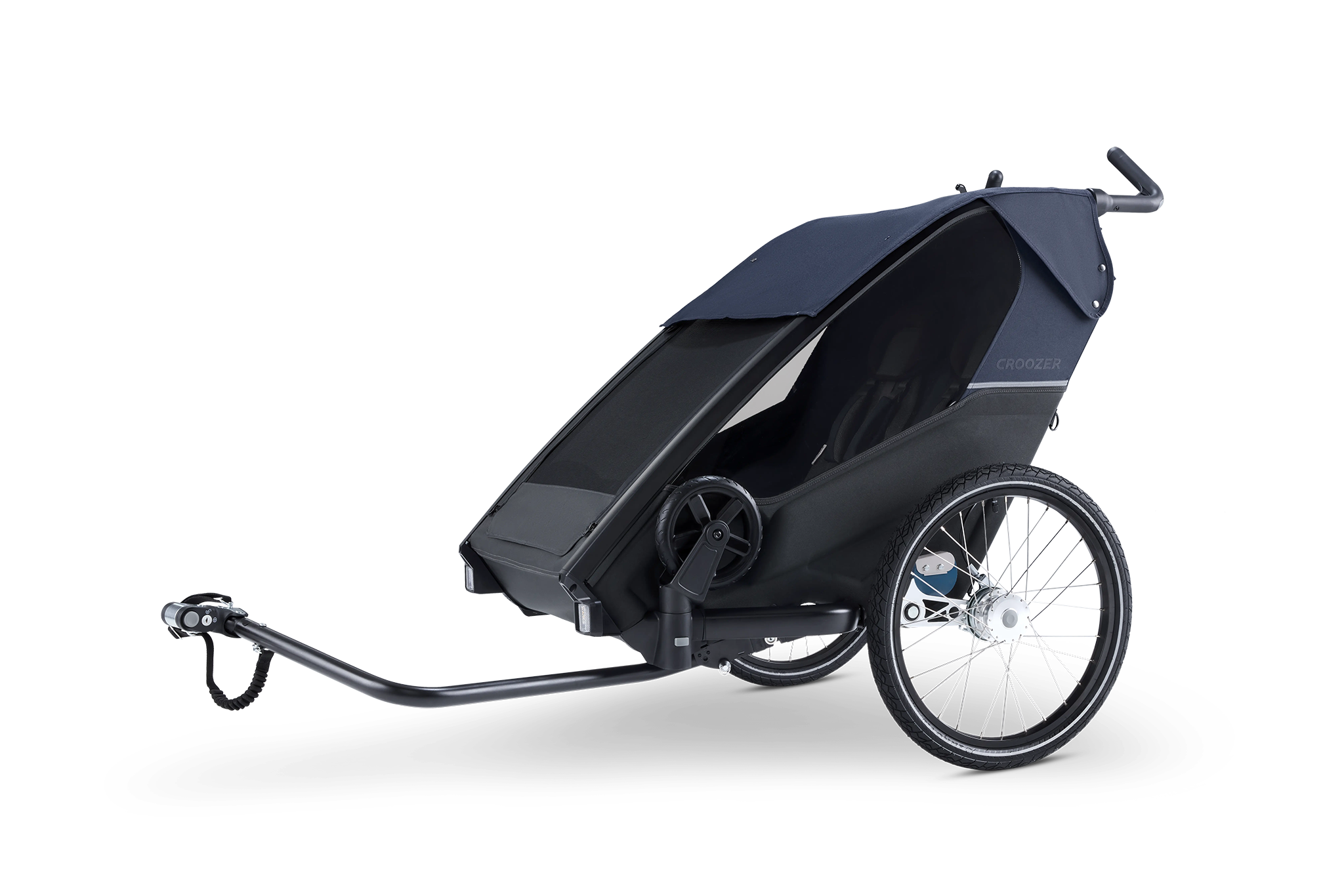 Croozer Lykke – Faltbarer Zweisitzer (Fahrradanhänger & Kinderwagen), Blueberry Blue – Ansicht 12