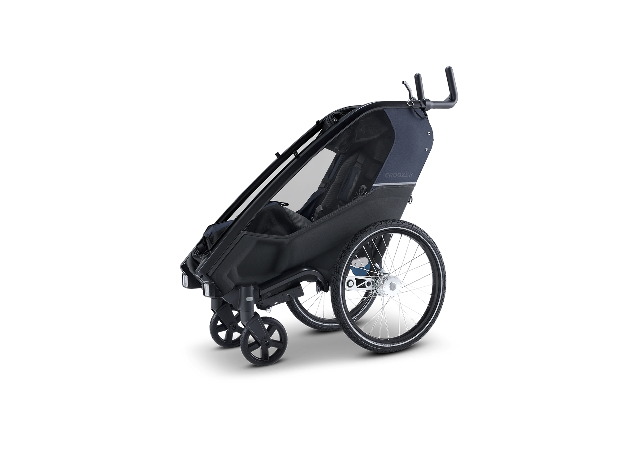 Croozer Lykke – Faltbarer Zweisitzer (Fahrradanhänger & Kinderwagen), Blueberry Blue – Ansicht 3