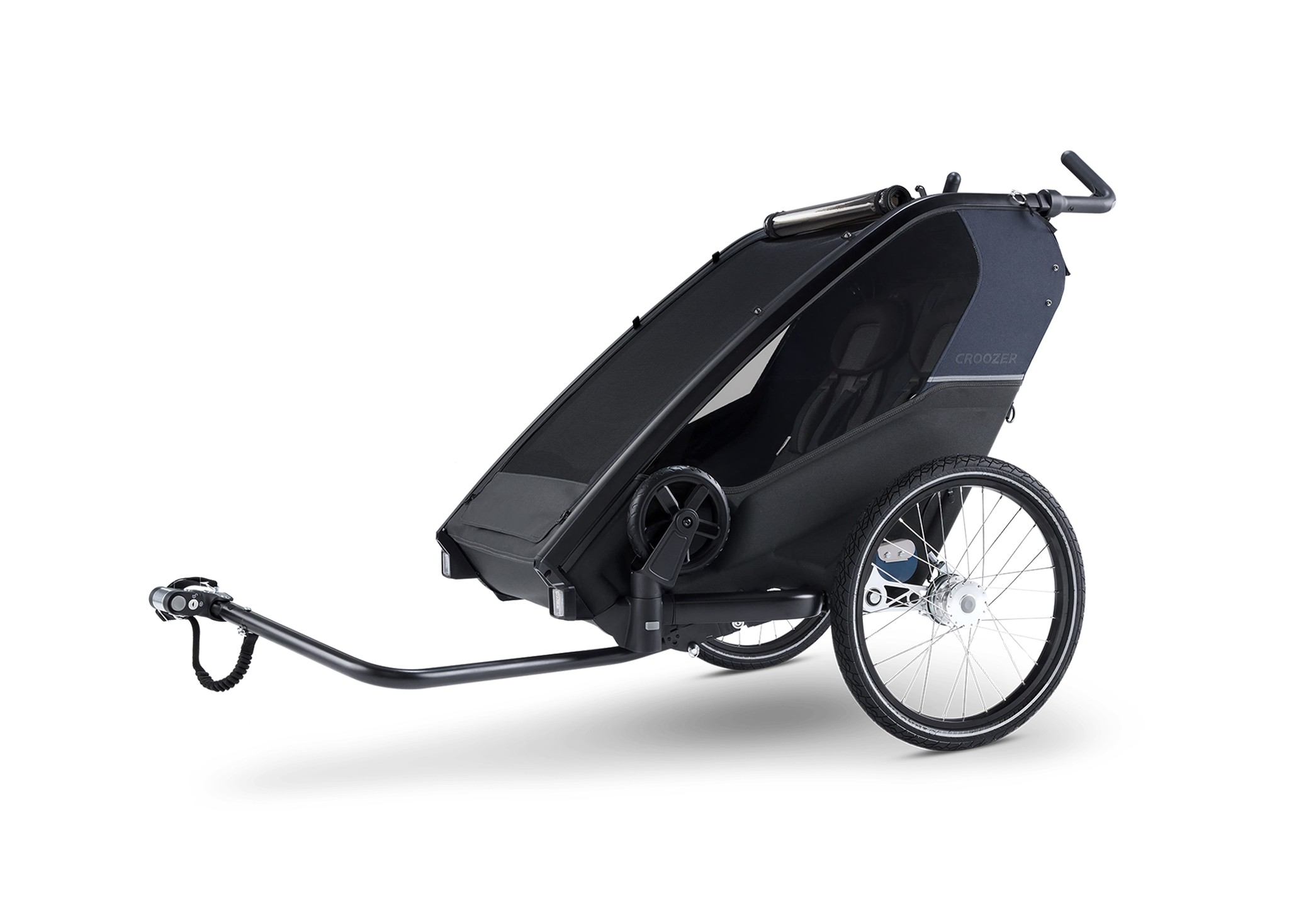 Croozer Lykke – Faltbarer Zweisitzer (Fahrradanhänger & Kinderwagen), Blueberry Blue – Ansicht 4