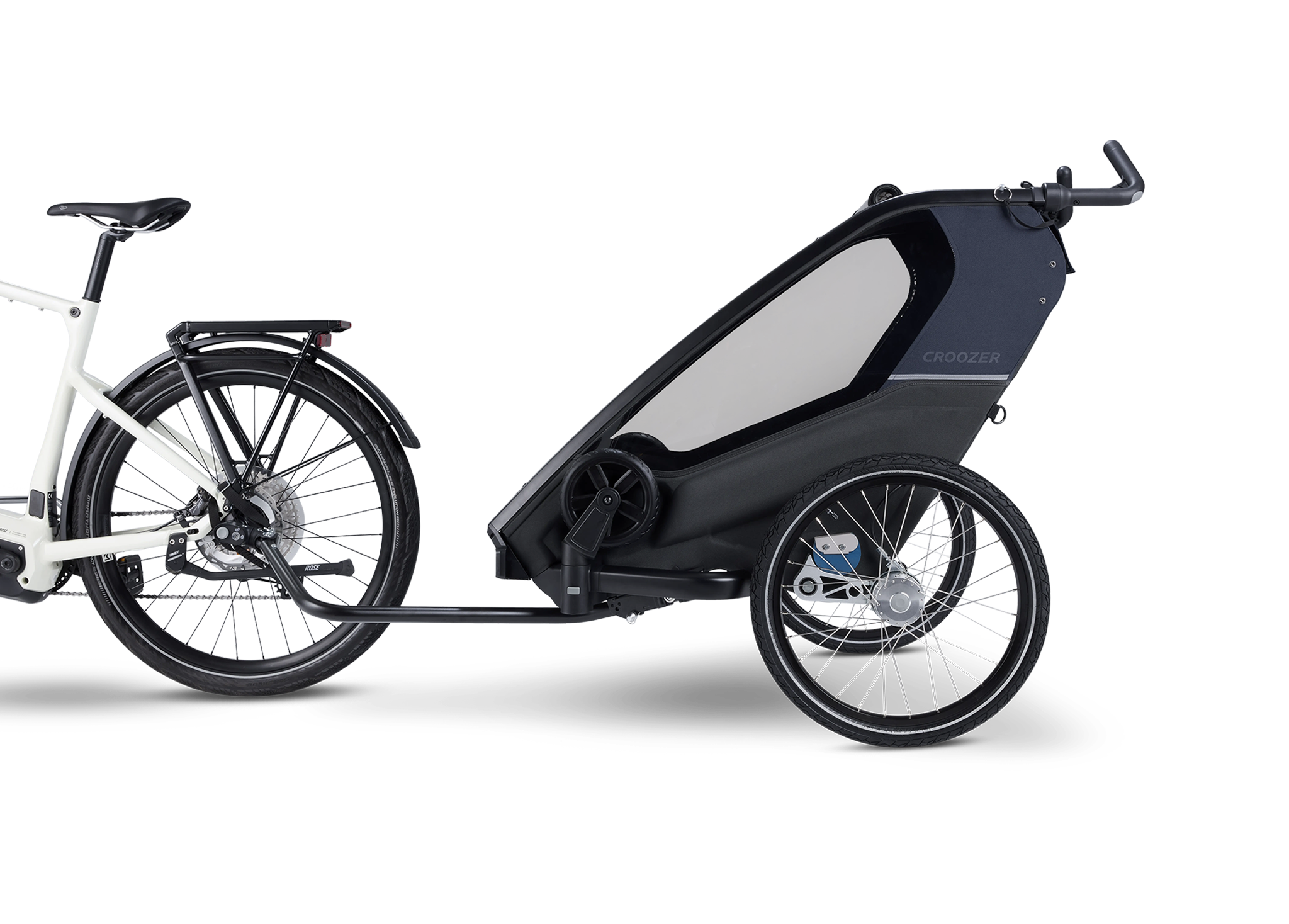 Croozer Lykke – Faltbarer Zweisitzer (Fahrradanhänger & Kinderwagen), Blueberry Blue – Ansicht 10