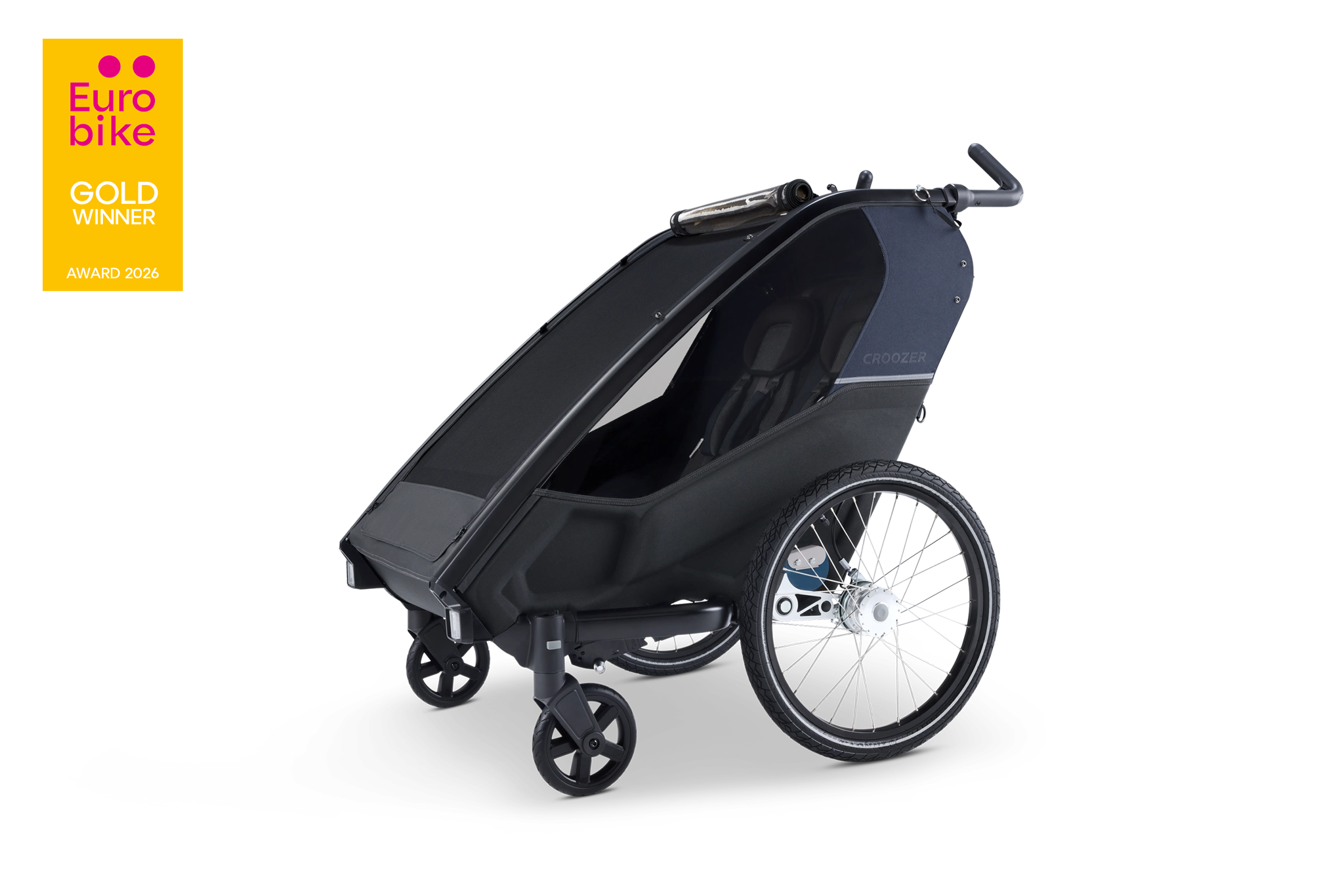 Croozer Lykke – Faltbarer Zweisitzer (Fahrradanhänger & Kinderwagen), Blueberry Blue